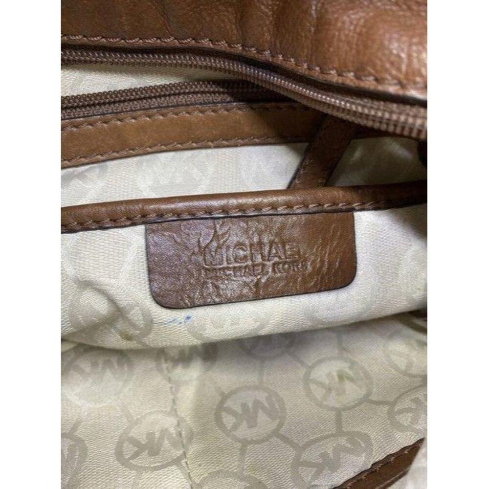 michael kors handbag tan brown fabric hobo bag - Picture 8 of 12